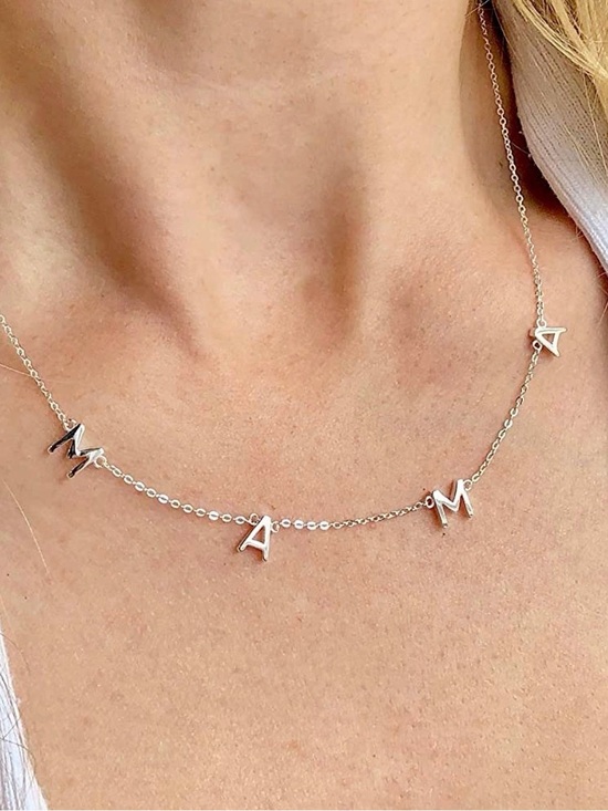 Vintage Jewelry - Silver MAMA Vintage Nameplate Adjustable Choker Necklace